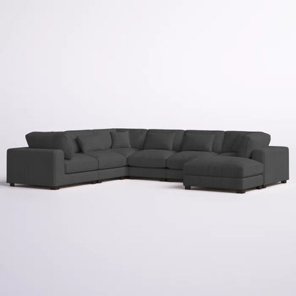U- Shape Sectional Sofa: 7 - Piece 144" Wide Modular Corner Sectional( Dark Gray Corduroy)
