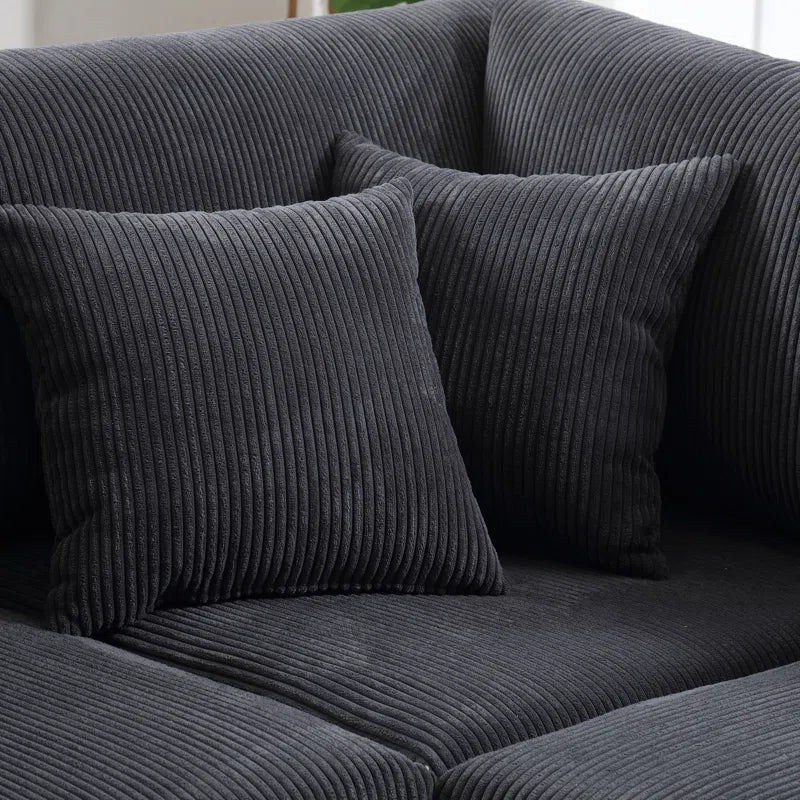 L Shape Sectional Sofa: 108.5"W Corduroy Upholstered 5 - Piece Sectional Sofa(Drak Gray Corduroy)