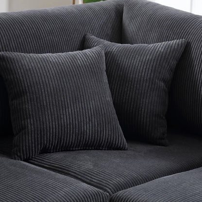 L Shape Sectional Sofa: 108.5"W Corduroy Upholstered 5 - Piece Sectional Sofa(Drak Gray Corduroy)