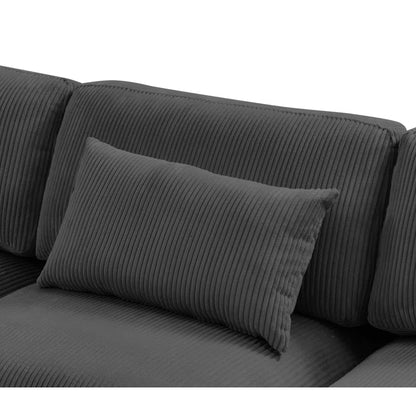 U- Shape Sectional Sofa: 7 - Piece 144" Wide Modular Corner Sectional( Dark Gray Corduroy)
