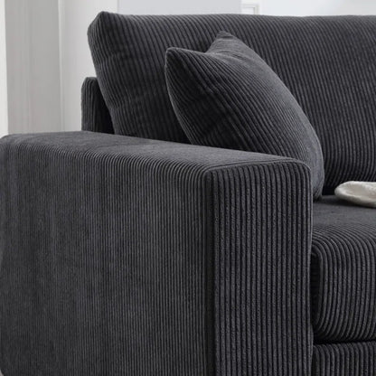 L Shape Sectional Sofa: 108.5"W Corduroy Upholstered 5 - Piece Sectional Sofa(Drak Gray Corduroy)