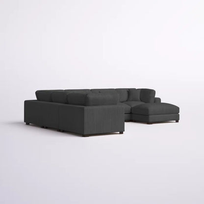 U- Shape Sectional Sofa: 7 - Piece 144" Wide Modular Corner Sectional( Dark Gray Corduroy)