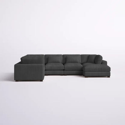 U- Shape Sectional Sofa: 7 - Piece 144" Wide Modular Corner Sectional( Dark Gray Corduroy)