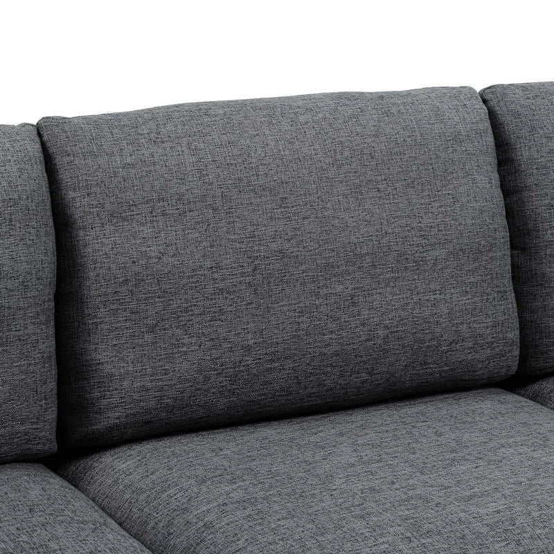 L Shape Sectional Sofa: 5 Piece Corner Sectional (Dark Gray Linen Blend)