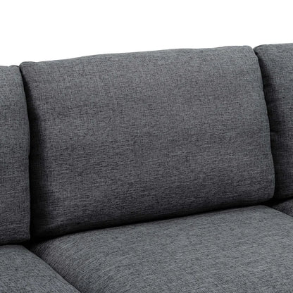 L Shape Sectional Sofa: 5 Piece Corner Sectional (Dark Gray Linen Blend)