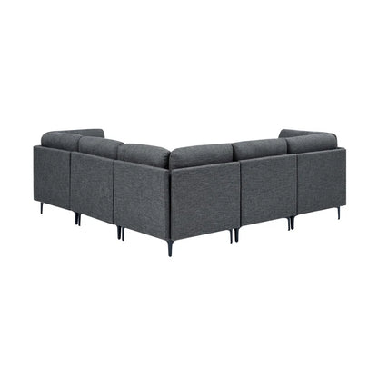 L Shape Sectional Sofa: 5 Piece Corner Sectional (Dark Gray Linen Blend)