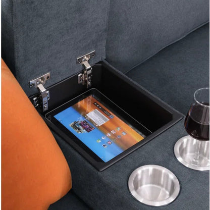 L Shape Sectional Sofa: 8 Piece Modular Corner Sectional with Ottoman(Dark Gray Polyester Blend)