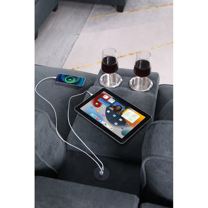 L Shape Sectional Sofa: 136.35" Wide Reversible 7-Piece Modular Corner Sectional with Ottoman(Dark Gray Polyester Blend)