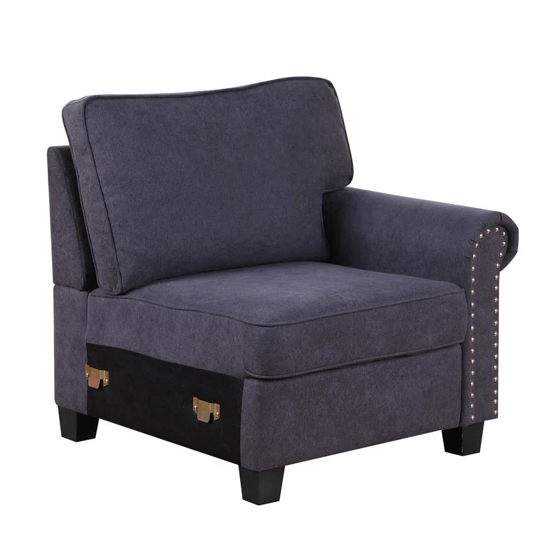 L Shape Sectional Sofa: 8 Piece Modular Corner Sectional with Ottoman(Dark Gray Polyester Blend)