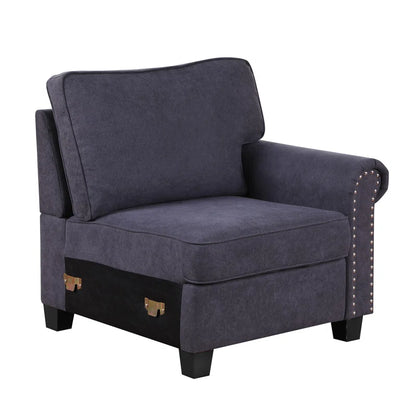 L Shape Sectional Sofa: 8 Piece Modular Corner Sectional with Ottoman(Dark Gray Polyester Blend)