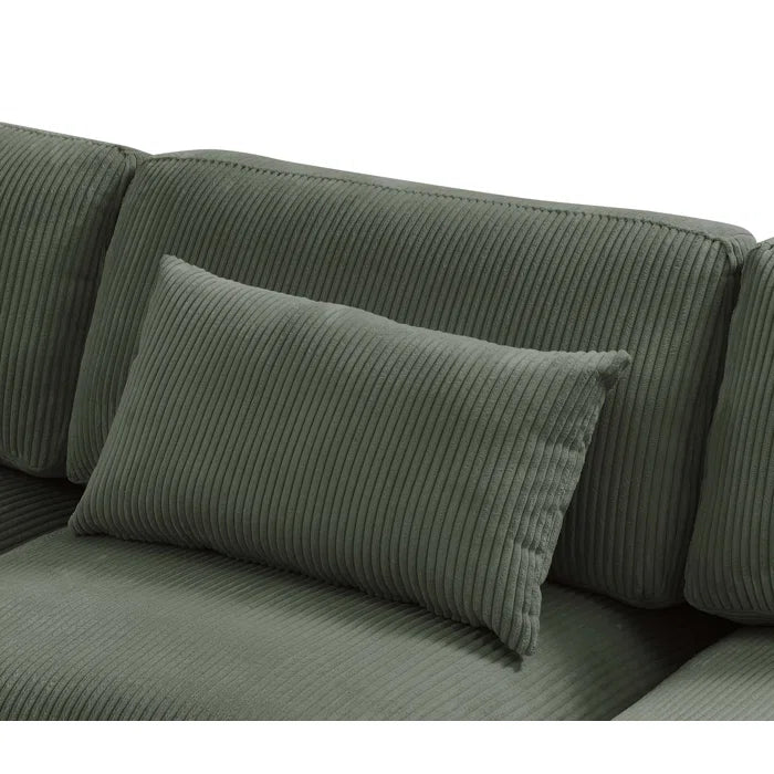 U- Shape Sectional Sofa: 7 - Piece 144" Wide Modular Corner Sectional(Dark Green Corduroy)