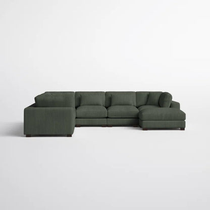 U- Shape Sectional Sofa: 7 - Piece 144" Wide Modular Corner Sectional(Dark Green Corduroy)