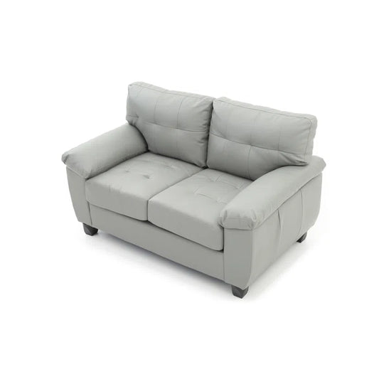 THE CASA ORO® 57'' Faux Leather Loveseat Office Sofa for Formal Living Room(Gray Faux Leather)