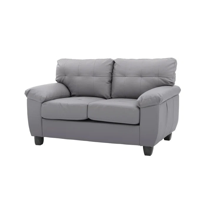 THE CASA ORO® 57'' Faux Leather Loveseat Office Sofa for Formal Living Room(Gray Faux Leather)