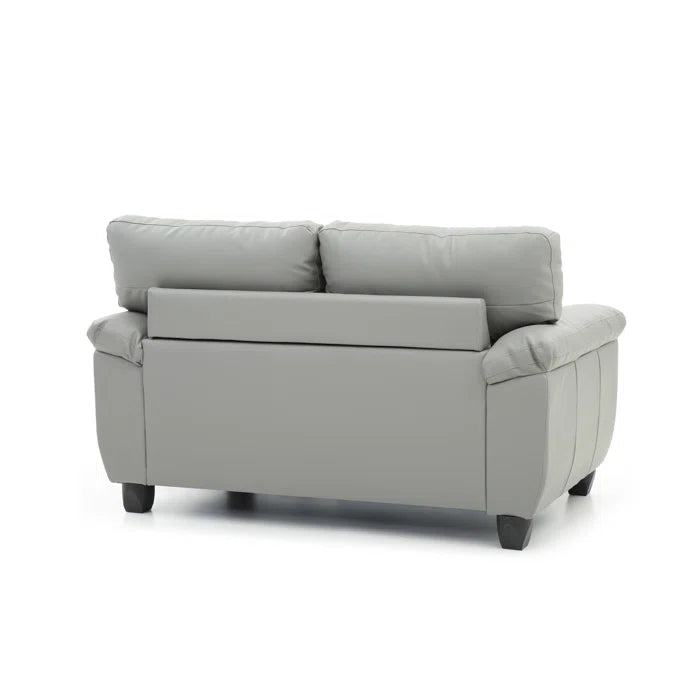 THE CASA ORO® 57'' Faux Leather Loveseat Office Sofa for Formal Living Room(Gray Faux Leather)