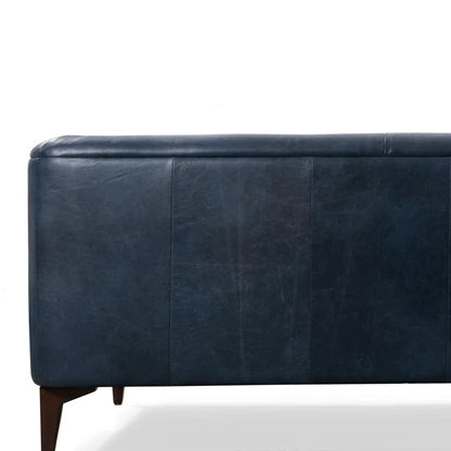 3 Seater Sofa: 89'' Full-Grain Genuine Italian Leather Sofa(Midnight Blue)