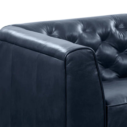 3 Seater Sofa: 89'' Full-Grain Genuine Italian Leather Sofa(Midnight Blue)