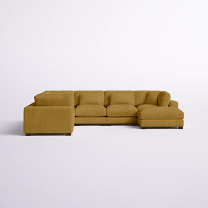U- Shape Sectional Sofa: 7 - Piece 144" Wide Modular Corner Sectional(Ginger Corduroy)
