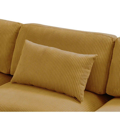U- Shape Sectional Sofa: 7 - Piece 144" Wide Modular Corner Sectional(Ginger Corduroy)