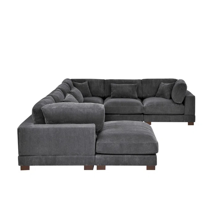 U- Shape Sectional Sofa: 7 - Piece 144" Wide Modular Corner Sectional(Gray Corduroy)