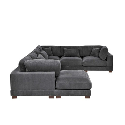 U- Shape Sectional Sofa: 7 - Piece 144" Wide Modular Corner Sectional(Gray Corduroy)