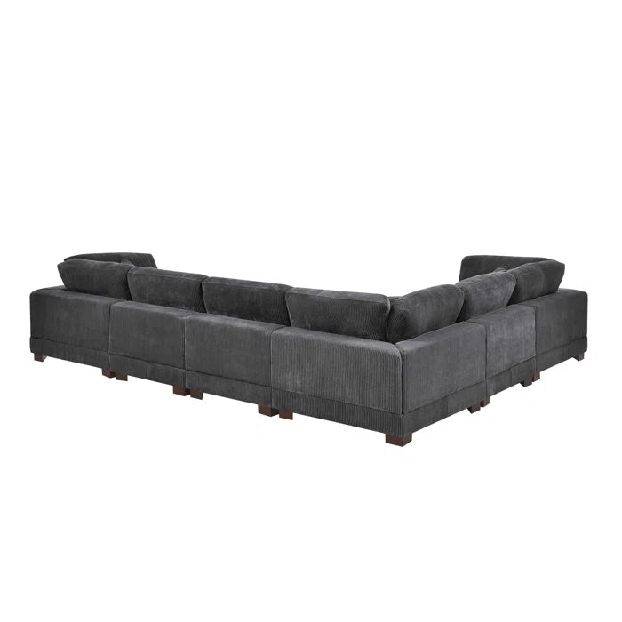 U- Shape Sectional Sofa: 7 - Piece 144" Wide Modular Corner Sectional(Gray Corduroy)
