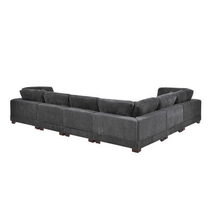 U- Shape Sectional Sofa: 7 - Piece 144" Wide Modular Corner Sectional(Gray Corduroy)