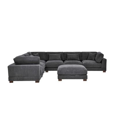 U- Shape Sectional Sofa: 7 - Piece 144" Wide Modular Corner Sectional(Gray Corduroy)