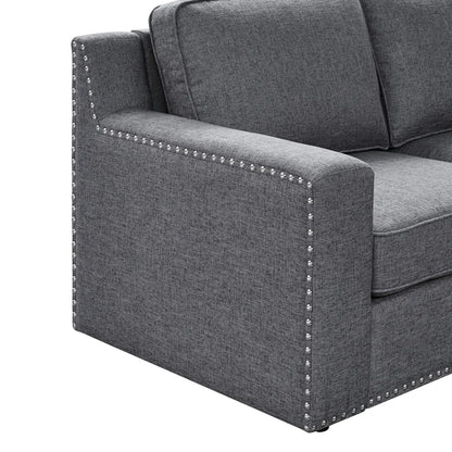 U-Shape Sectional Sofa: 8 - Piece Modular Large Sectional Seat (Gray Polyester)