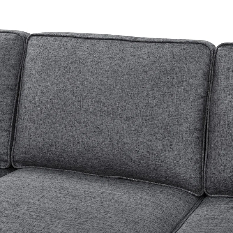 U-Shape Sectional Sofa: 8 - Piece Modular Large Sectional Seat (Gray Polyester)