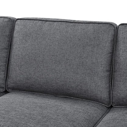 L- Shape Sectional Sofa: 7 - Piece Modular Corner Sectional(Gray Polyester Blend)