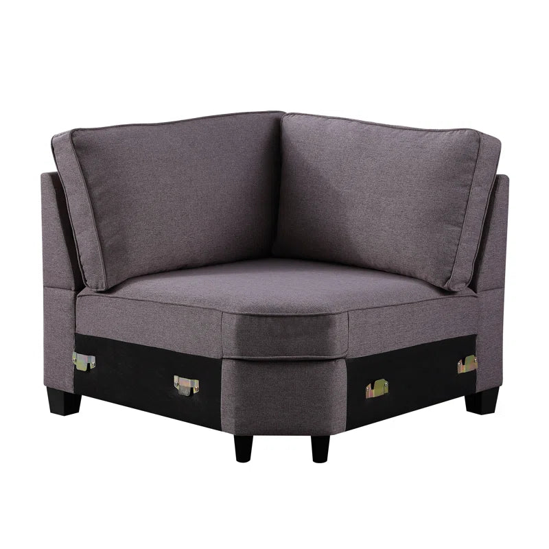 L Shape Sectional Sofa: 8 Piece Modular Corner Sectional with Ottoman (Gray Polyester Blend)