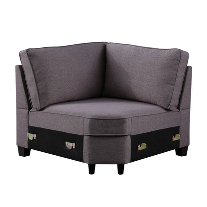 L Shape Sectional Sofa: 8 Piece Modular Corner Sectional with Ottoman (Gray Polyester Blend)