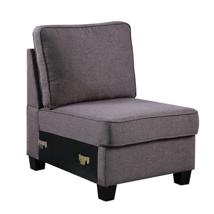 L Shape Sectional Sofa: 8 Piece Modular Corner Sectional with Ottoman (Gray Polyester Blend)
