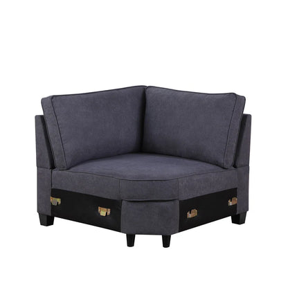 L Shape Sectional Sofa: 136.35" Wide Reversible 7-Piece Modular Corner Sectional with Ottoman(Gray Polyester Blend)