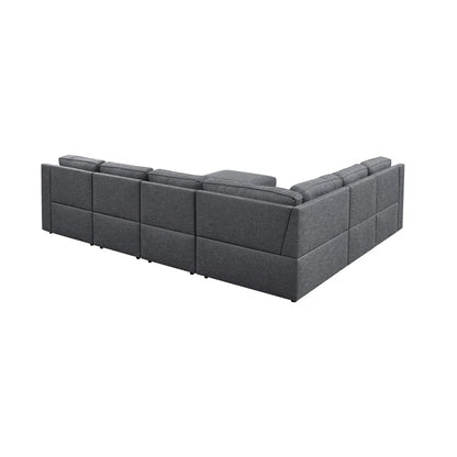L- Shape Sectional Sofa: 7 - Piece Modular Corner Sectional(Gray Polyester Blend)