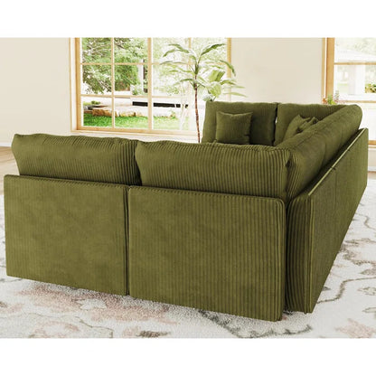 8 Seat Corduroy Straight Modular Sectional Sleeper With Storage(Green Corduroy)