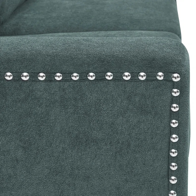 L- Shape Sectional Sofa: 7 - Piece Modular Corner Sectional(Green Polyester Blend)