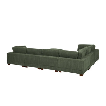 U- Shape Sectional Sofa: 7 - Piece 144" Wide Modular Corner Sectional(Hunter Green Corduroy)