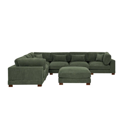 U- Shape Sectional Sofa: 7 - Piece 144" Wide Modular Corner Sectional(Hunter Green Corduroy)