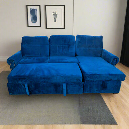 THE CASA ORO 4 Seater Solid Wood Sofa Cum Bed with Storage