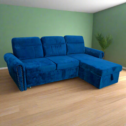 THE CASA ORO 4 Seater Solid Wood Sofa Cum Bed with Storage