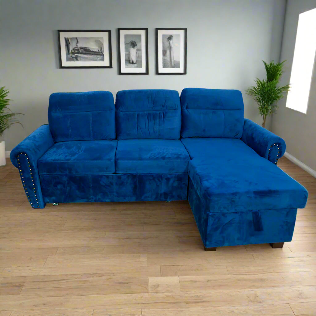 THE CASA ORO 4 Seater Solid Wood Sofa Cum Bed with Storage