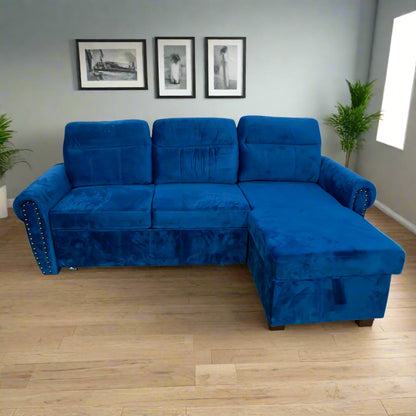 THE CASA ORO 4 Seater Solid Wood Sofa Cum Bed with Storage