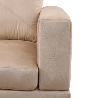 L-Shape Sectional Sofa: 3 - Piece L- Shaped Upholstered Living Room Sectional Sofa(Beige Microfiber/Microsuede)