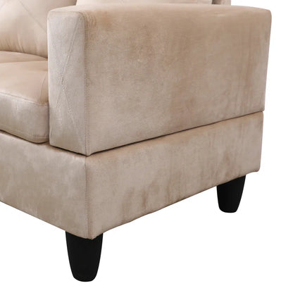 L-Shape Sectional Sofa: 3 - Piece L- Shaped Upholstered Living Room Sectional Sofa(Beige Microfiber/Microsuede)