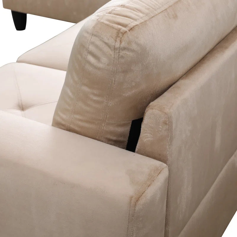 L-Shape Sectional Sofa: 3 - Piece L- Shaped Upholstered Living Room Sectional Sofa(Beige Microfiber/Microsuede)