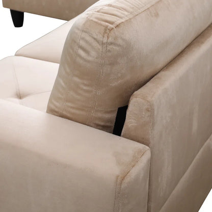 L-Shape Sectional Sofa: 3 - Piece L- Shaped Upholstered Living Room Sectional Sofa(Beige Microfiber/Microsuede)