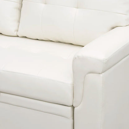 L Shaped Sleeper Sofa with Storage Pull-Out Sofa Couch(White Faux Leather)