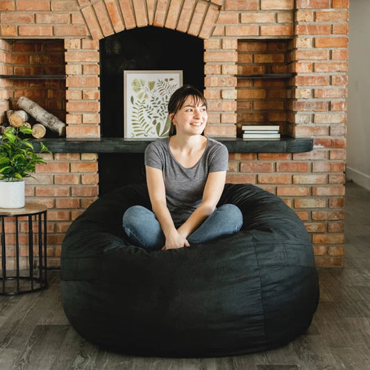 THE CASA ORO® Large 4 Foot Foam Filled Bean Bag with Soft Removeable Cover(Black Polyester)